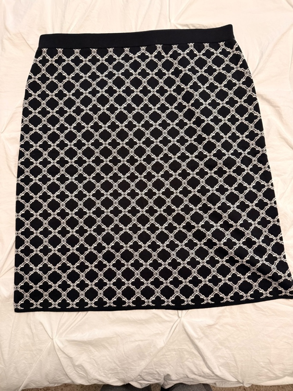 NWT Talbots Plus 2X Black Ivory Knit Pencil Skirt